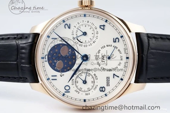 MIROTIME 1222 Portugieser Perpetual Calendar RG 5033 APSF 1:1 Best Edition White Dial on Black Leather Strap A52610 Clone TechFriendly 7043